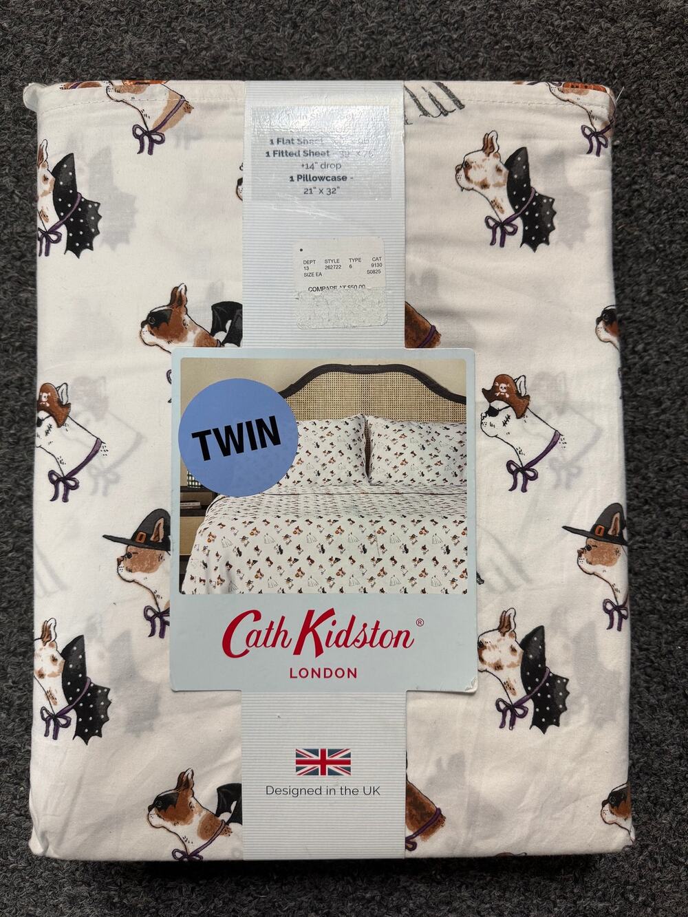 NWT Cath Kidston Spooky Dog Twin Sheet Set
